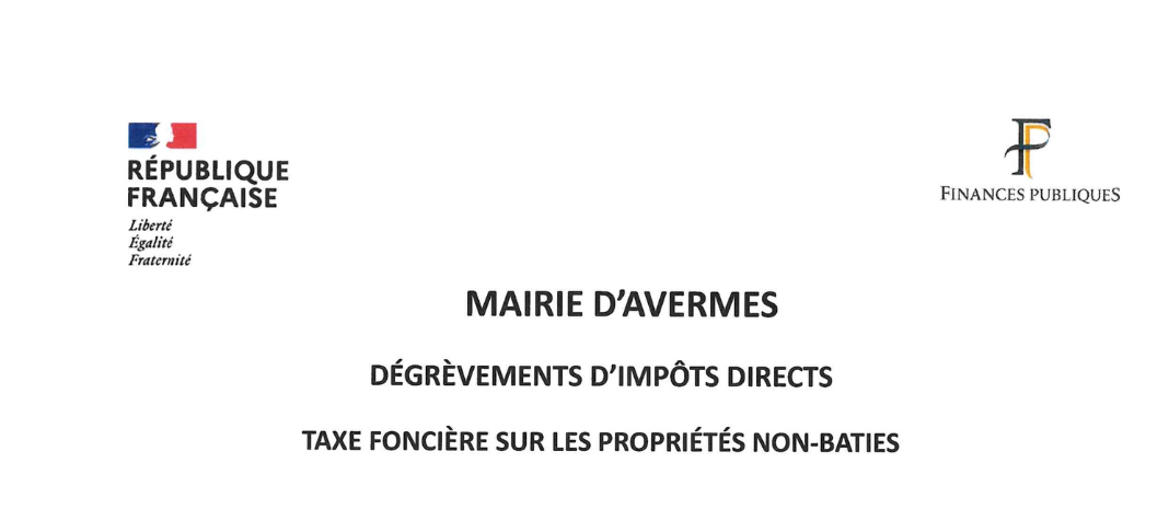 Dégrèvements d'impôts directs Taxe foncière sur les propriétés non-baties